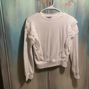 Velette xsmall ruffle white sweatshirt. Great condition.